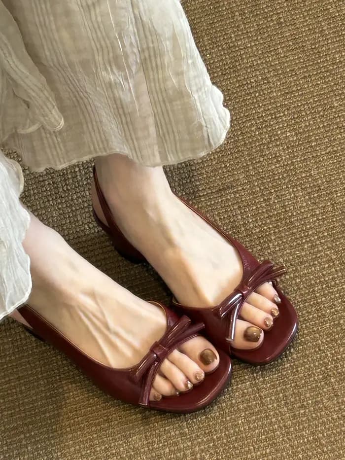 Sandales d'été 2026 pour femme, style féerique, nœud papillon, talon épais, bout ouvert, talons haut