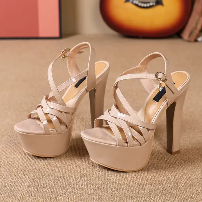 LIHUAMAO-Sandales gladiateur à talons hauts et à l'offre elles compensées pour femme, escarpins à ta