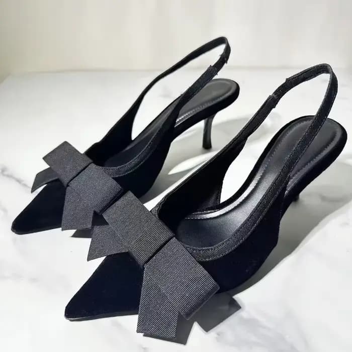 Escarpins à bride arrière à nœud fermé pour femmes, talon fin, parka pointue pour le travail formel,