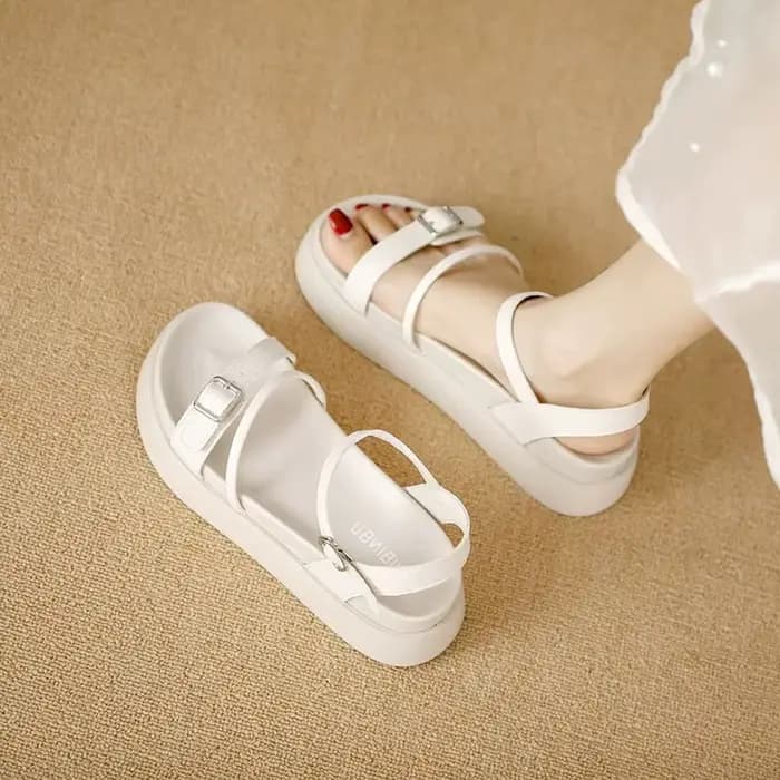 Sandales d'été en cuir d'agneau à talon épais pour femme, style français haut de gamme, nouvelle mod