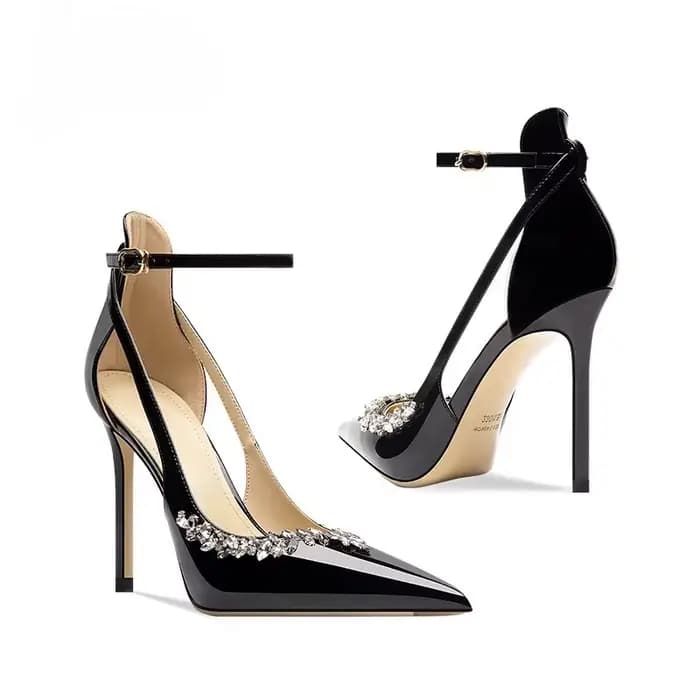 Talons hauts pointus pour femmes talons aiguilles 2025 printemps nouveau tempérament de strass Sexy