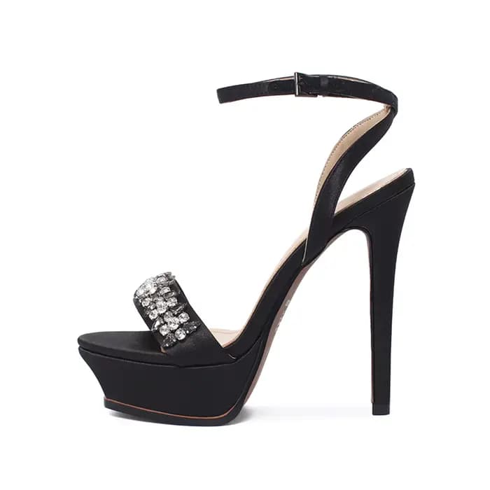Arden Furtado 2025 été champagne soie plate-forme cristal Banquet chaussures bout rond Super haut ta