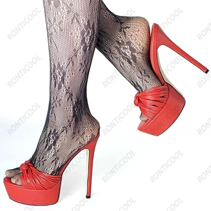 Ronticool-Mules à plateforme faites à la main pour femmes, sandales d'été, sexy, talon aiguille, Par