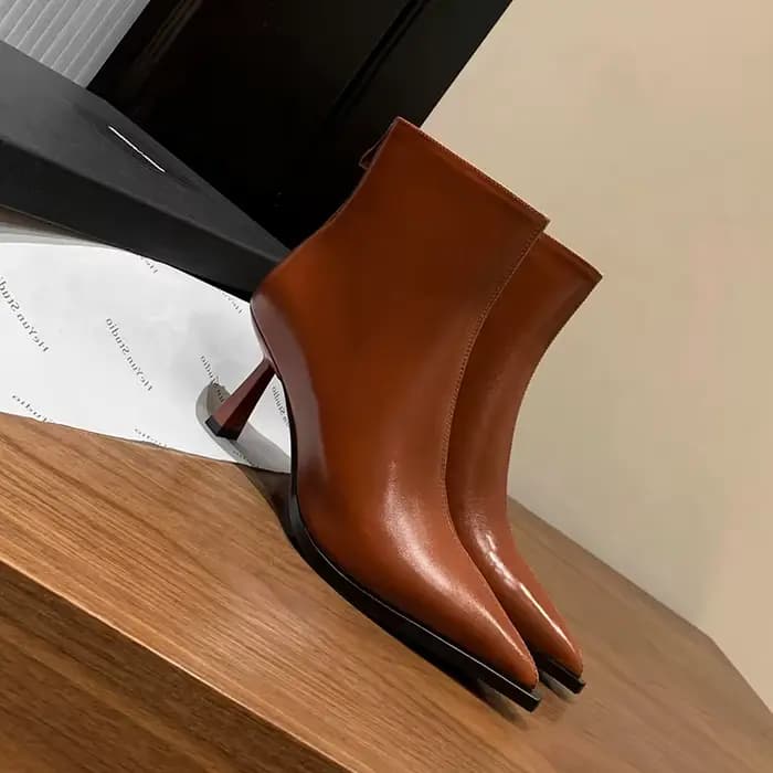 QUTAA 2026 mode femmes bottines en cuir de vache automne hiver bottes fermeture éclair talons hauts