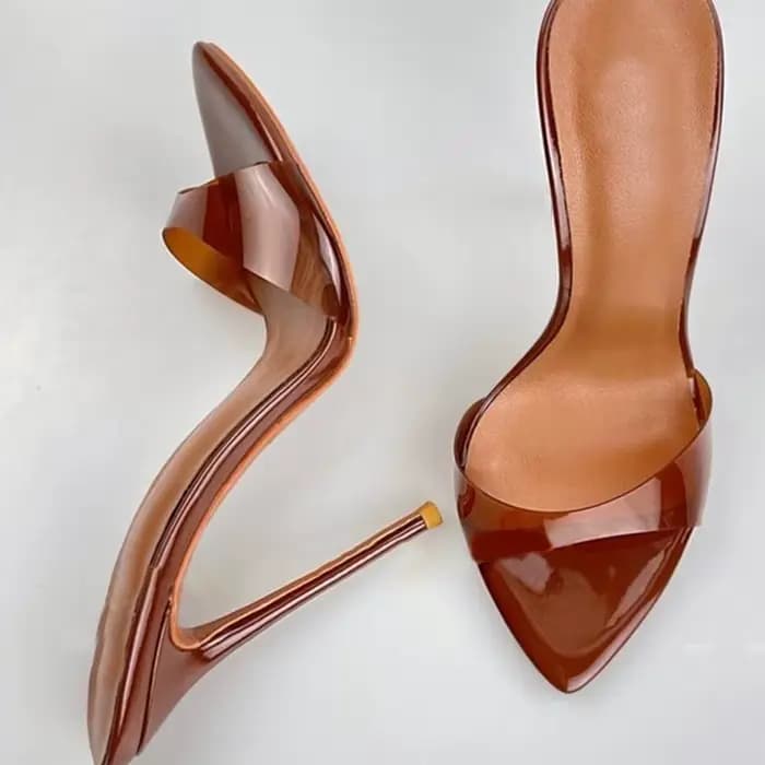 Pantoufles en PVC à Talons Hauts et Pointus pour Femme, Chaussures à Talons Aiguilles, Disponible en