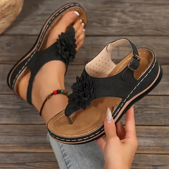 Sandales florales pour femmes 2025 – Chaussures compensées d'été à plateforme pour femmes, sandales
