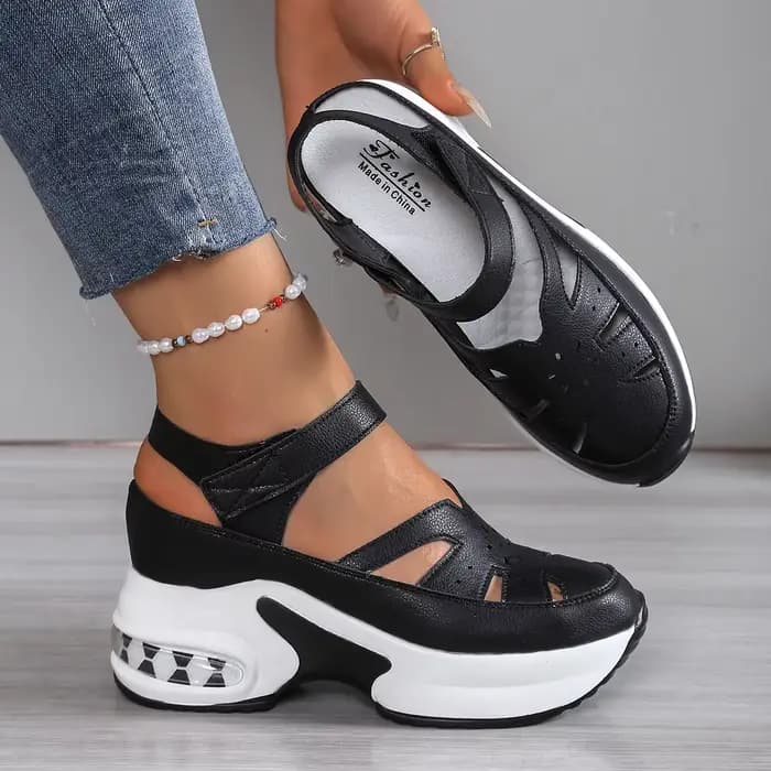 Femmes sandales nouveau bout fermé bureau et carrière été solide chaussures compensées pour les femm