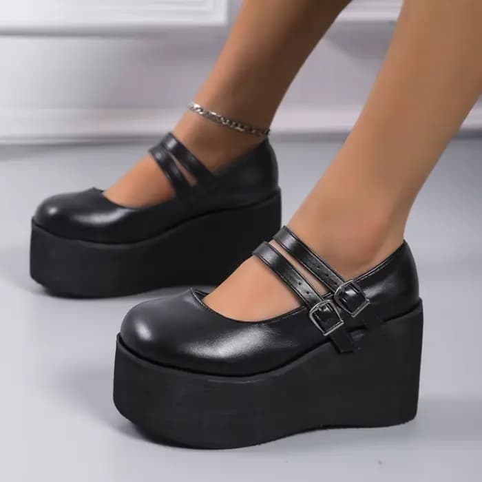Nouvelles chaussures à talons compensés Mary Janes pour femme, style Lolita, plateforme, talons haut