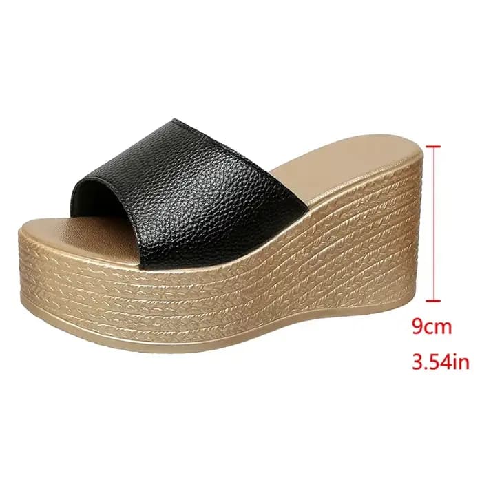 Pantoufles à talons compensés à fond épais pour femmes, grande taille, sandales à plateforme épaisse
