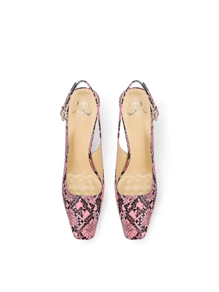Nouveautés printemps - Chaussures pour femmes à talons hauts, motif serpent, bout carré, talon épais