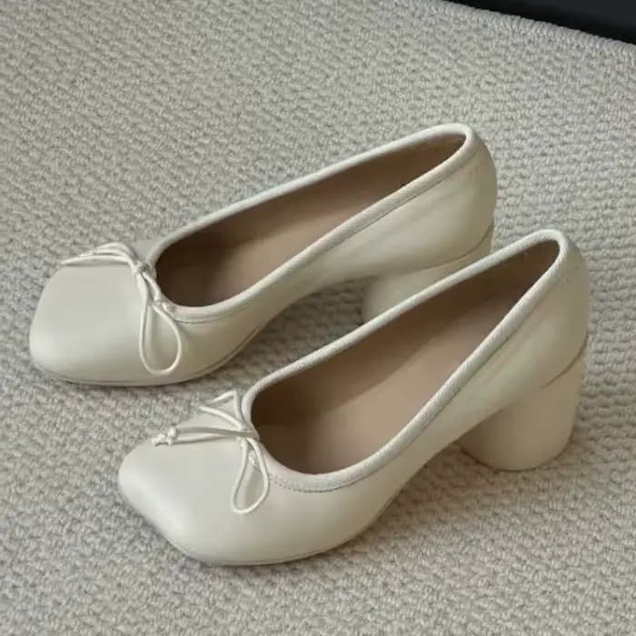 Chaussures Mary Jane à talons épais avec nœud papillon pour femmes, escarpins en cuir à talons ronds