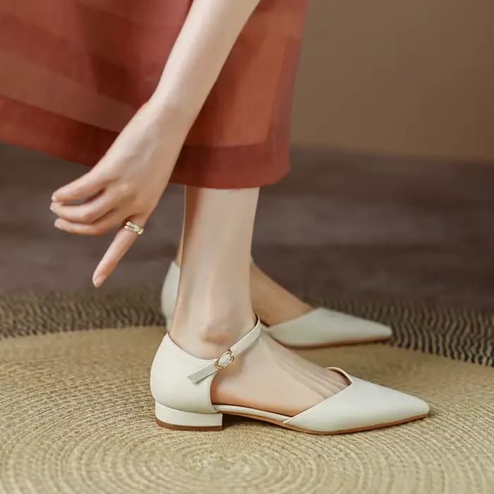 SmallHut-Escarpins à Talons Bas pour Femme, Escarpins Pointus en Microcarence, Beige Abricot, Chauss