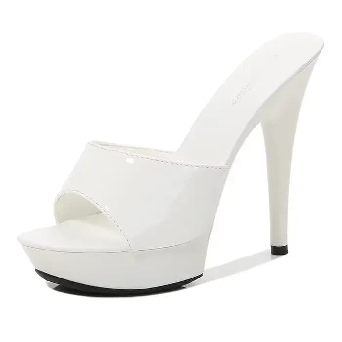 Femmes pantoufles Mule sandales en cuir verni Sexy mode 13CM diapositives chaussures de fête pour fe