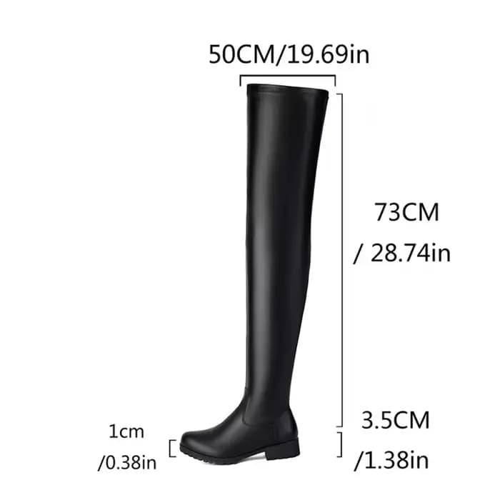 SIMLOVEYO nouveau hiver automne sur les bottes au genou 3.5 cm talon carré fermeture éclair bout ron