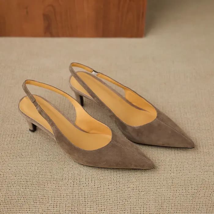 Sandales à talons aiguilles sexy pour femmes 2026 en cuir suédé véritable, bout pointu, orange, roug