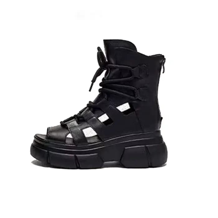 Mode nouvelles Sandales romaines chaussures à plate-forme compensée évidé respirant Femmes Sandales