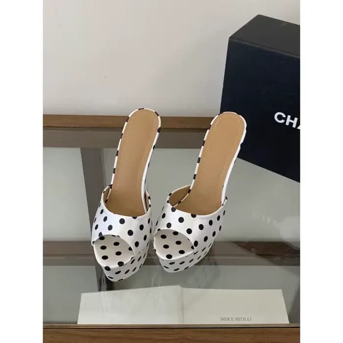 Sandales à plateforme imperméables à pois français, talons hauts de 16 cm, talon ultra haut, à une b