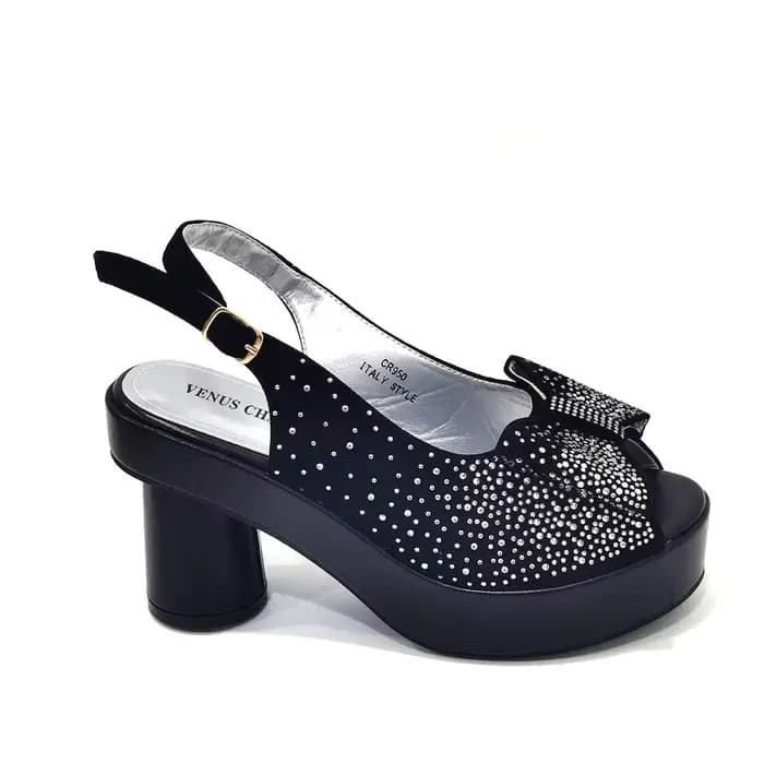 Talons Carrés avec Plateforme pour Femme, Ensemble de Chaussures et de Sacs Africains, Escarpins en