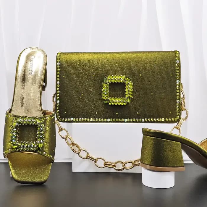 Ensemble élégant de chaussures et de sac de soirée pour femmes, design italien, sandales à talons ha