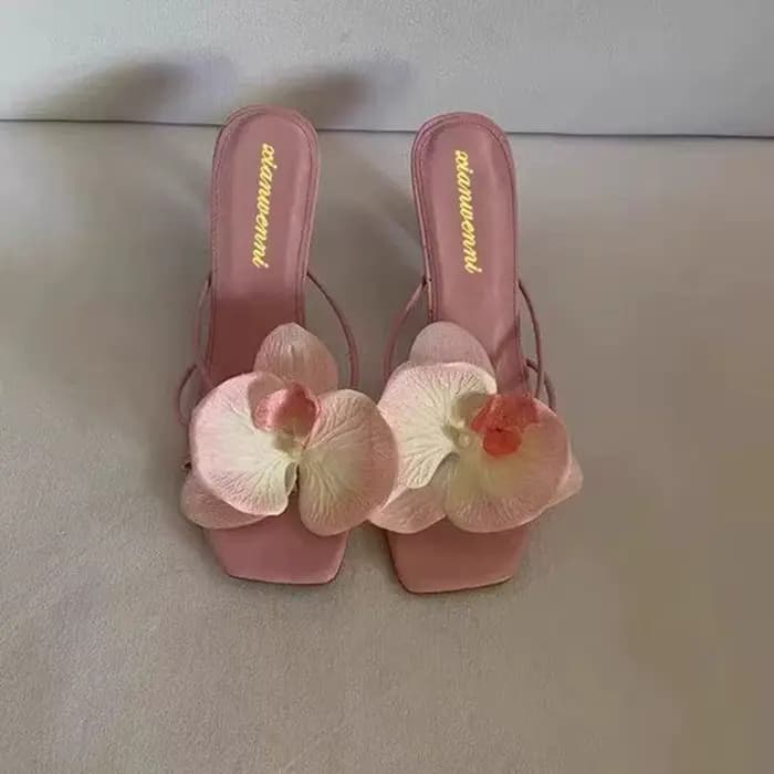 Oulylan luxe femmes talons hauts sandales Style élégant fleur orteil talons hauts pantoufles décontr