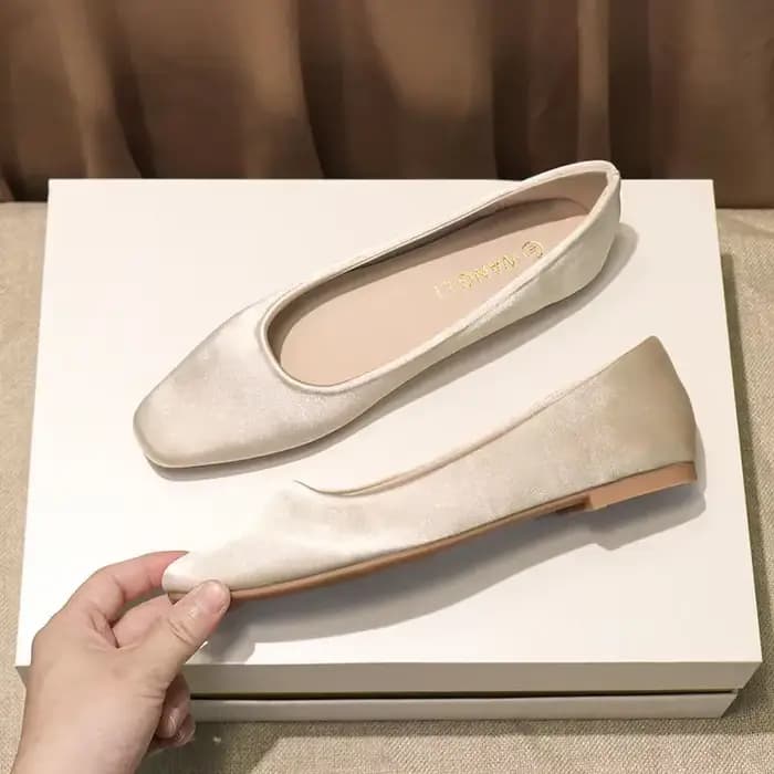 Chaussures pour femmes talon bas élégant bureau Slip-onSquare orteil femme chaussures plates 2025 ét