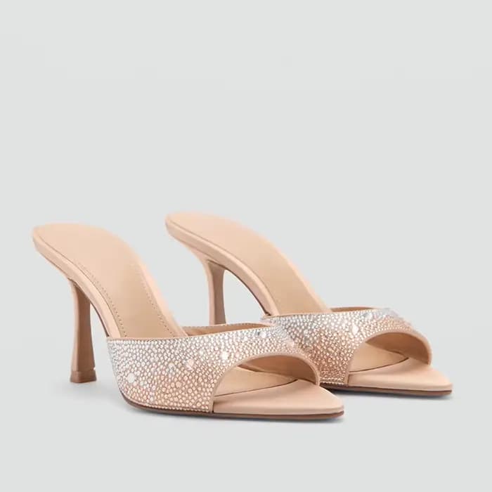 Sandales élégantes à talons aiguilles et bout pointu pour femme, sexy, décorées de diamants, à bride