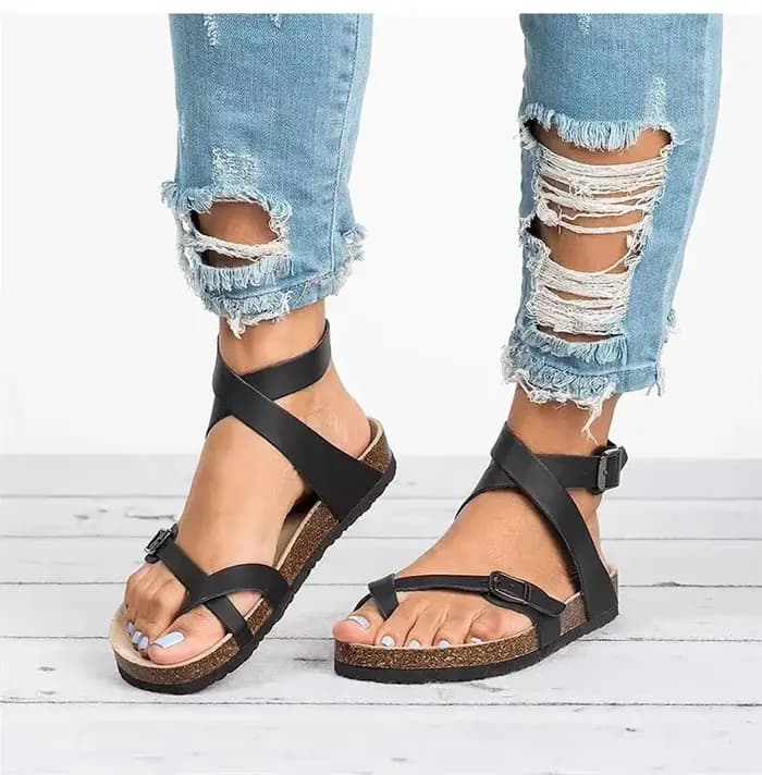 Sandales pour femmes 2000s été Sandalias De Mujer sandales plates Sexy boucle sangle dames chaussure