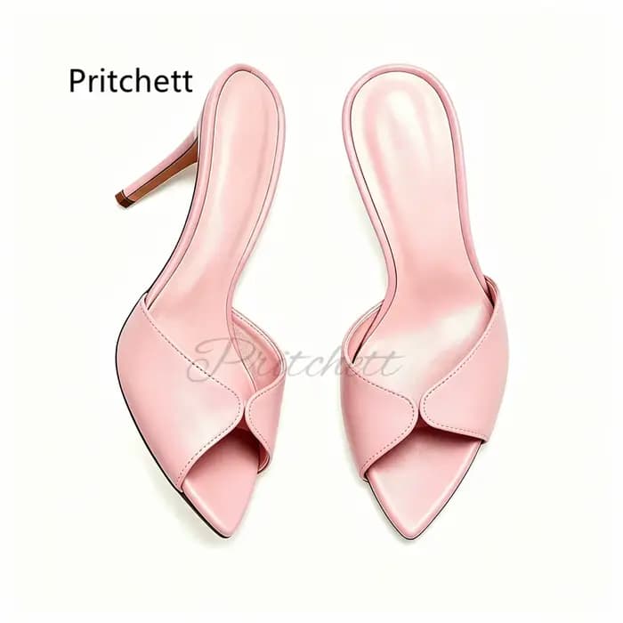Mules élégantes en cuir mat à talon aiguille de 12 cm pour femme – Chaussures d'été à bout pointu et