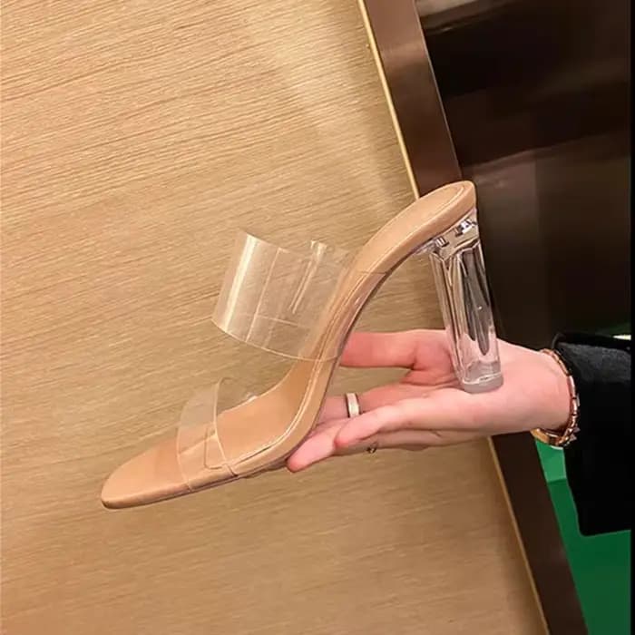 Sandales à talons hauts en plexiglas transparent pour femmes, escarpins d'été, pantoufles en MSI de