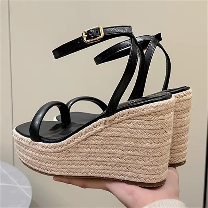 Eilyken Nouvelles sandales d'été à bout carré et bride à boucle pour femme, chaussures à talons comp