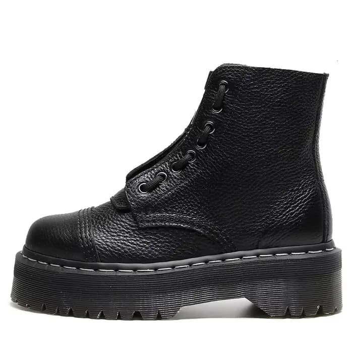 Bottes à plateforme en cuir véritable pour femmes, grande taille 35-45, bottines noires, chaussures