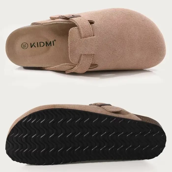 Asgard Sabots en cuir véritable pour femme avec semelle en liège souple Mules en daim de vache avec