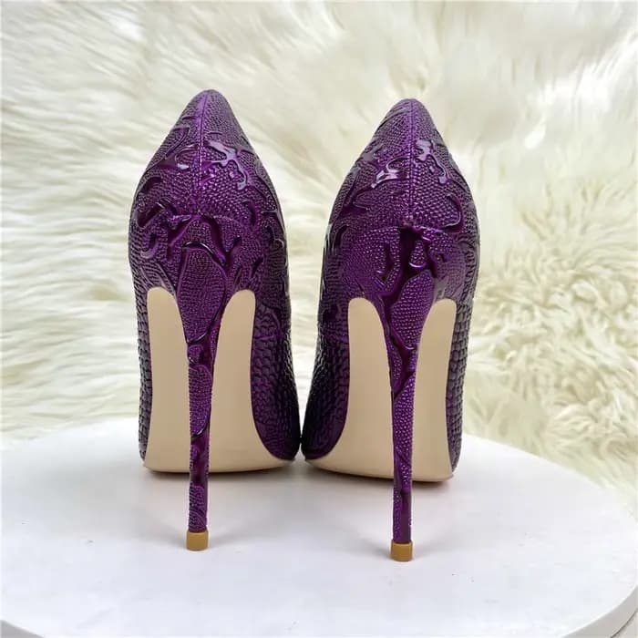 Chaussures de luxe violettes à talons hauts pour femmes, chaussures à bouche peu profonde, bout poin
