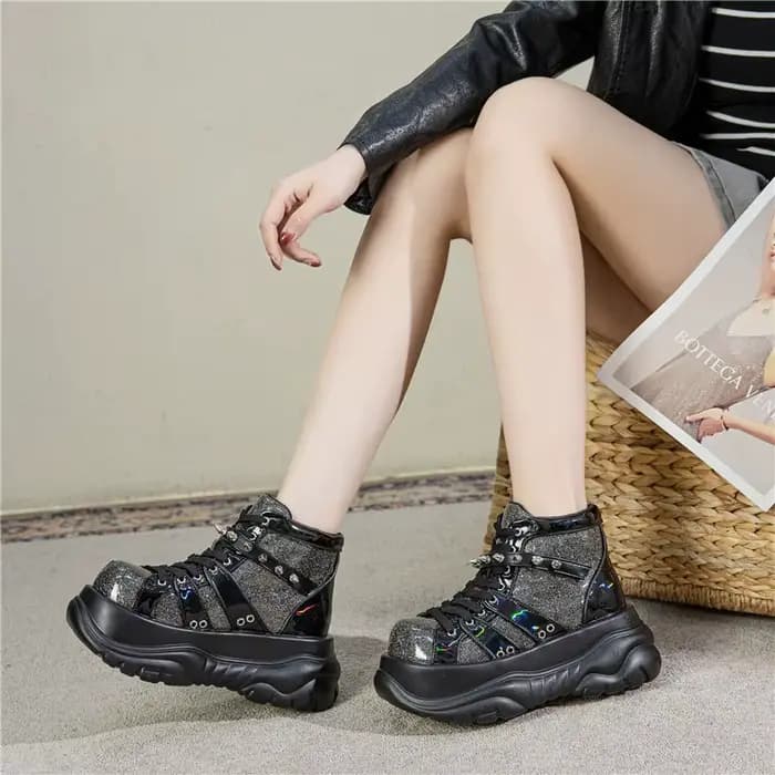 Bottes montantes à plateforme pour femmes grandes tailles 35-43, style punk, tendance subculture, mo