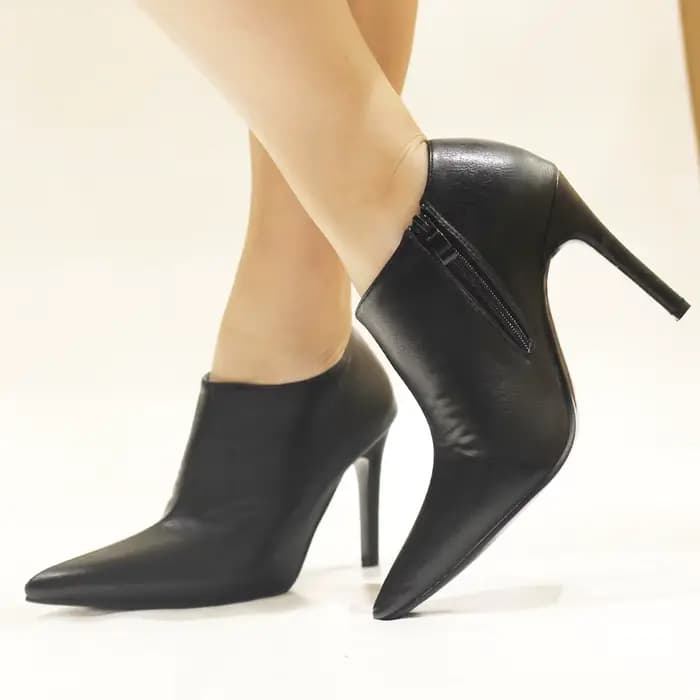 Bottines à talons hauts et fins de 10CM pour femmes, chaussures à bout pointu avec fermeture éclair