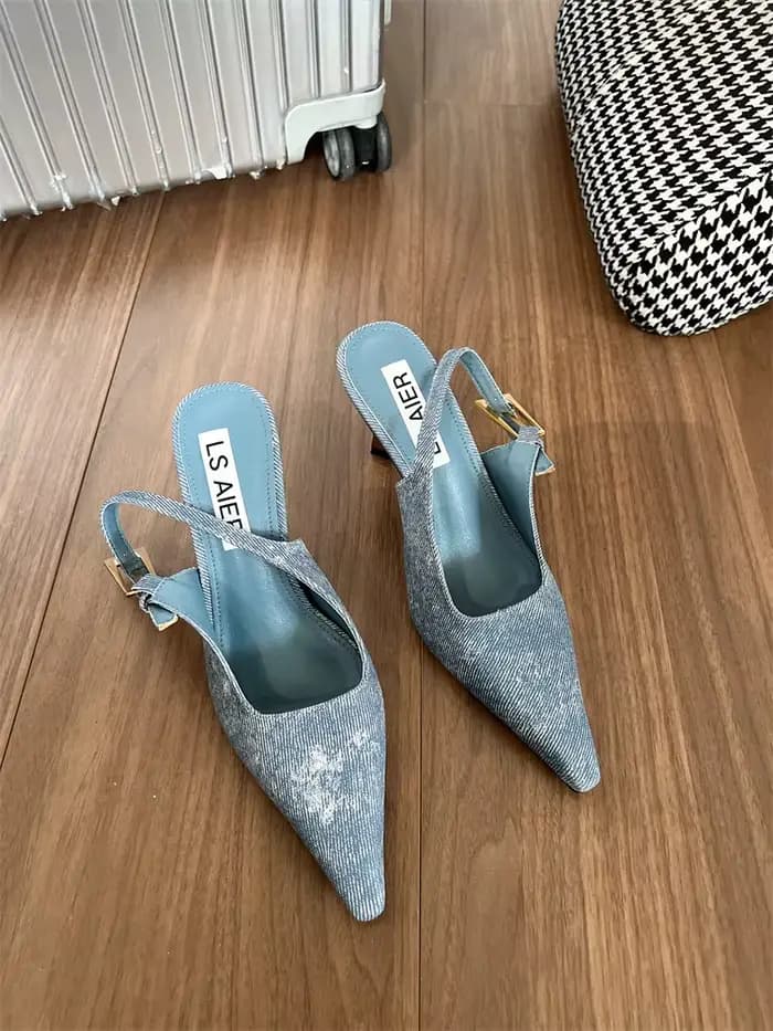 Chaussures Sexy à talons hauts argentés pour femmes, escarpins d'été en cuir à talons fins, Slingbac