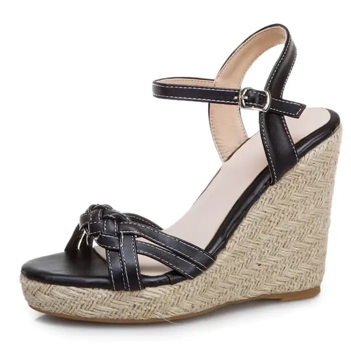 Chaussures compensées sandales pour femmes mode d'été tricoté talons hauts gladiateur tongs décontra
