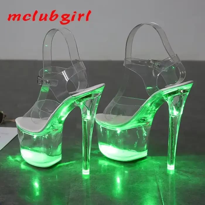 17CM Mclubgirl 34-43 nouveaux talons discothèque talons hauts chaussures sandales lumineuses chaussu