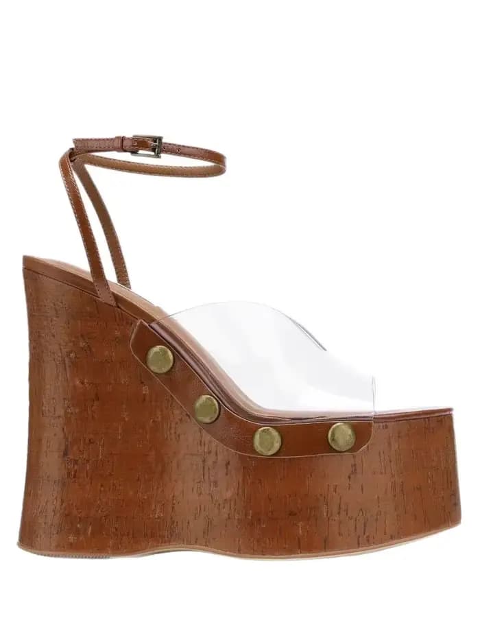 Sandales d'été compensées à plateforme pour femme, à bout ouvert, avec dentelle florale, imperméable
