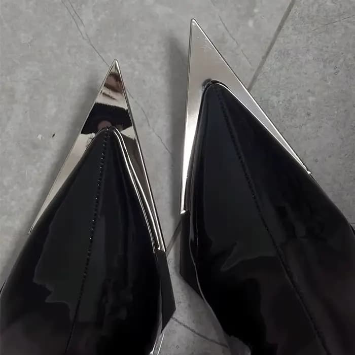 Bottines Chelsea en cuir verni de haute qualité pour femmes, bottes de styliste Sexy à bout pointu o