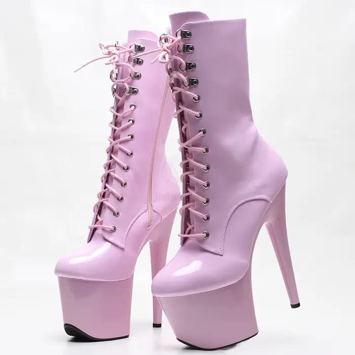 Bottines à plateforme à lacets et talons aiguilles de 7 pouces pour femmes adultes, bottes de pole d