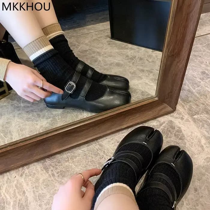 MKKHOU mode chaussures pour femmes nouvelle haute qualité en cuir bout fendu Mary Jane chaussures co