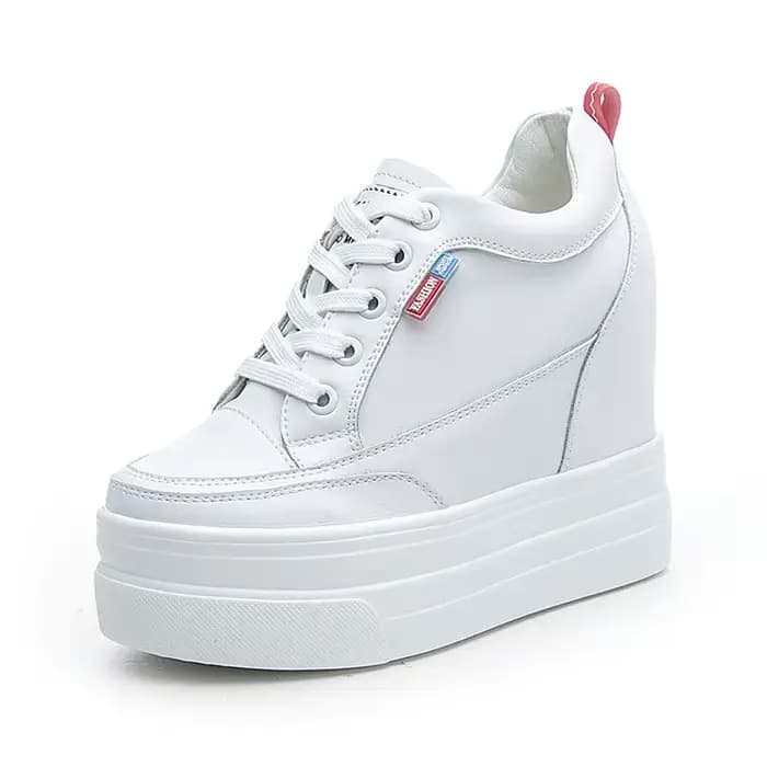 11cm 2025 plate-forme baskets à semelles compensées chaussures d'été en cuir véritable Air Mesh creu