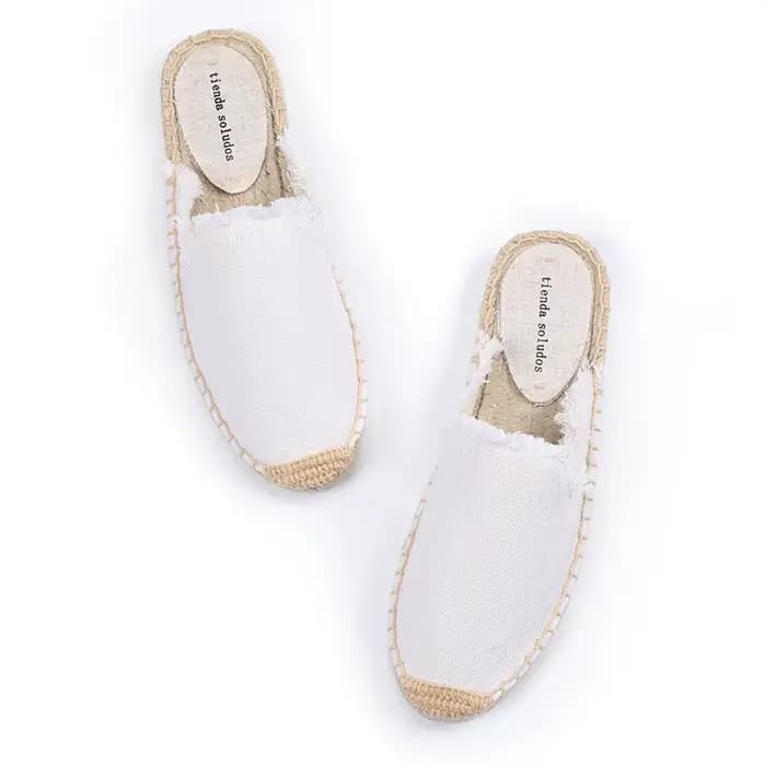 Mule effiloché en toile de caoutchouc pour femmes, pantoufles solides, sandales diapositives, chauss