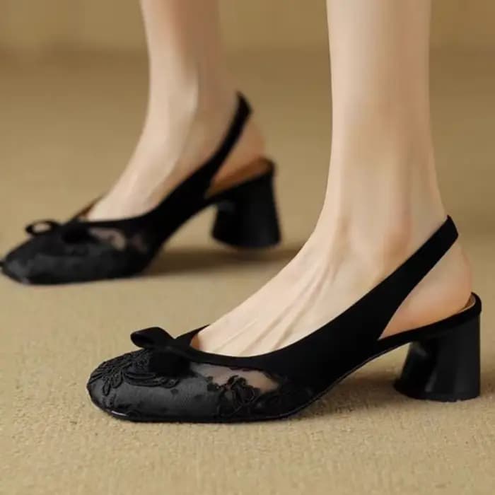 Sandales à talons hauts en dentelle pour femmes, chaussures De styliste à talons avec nœud, escarpin