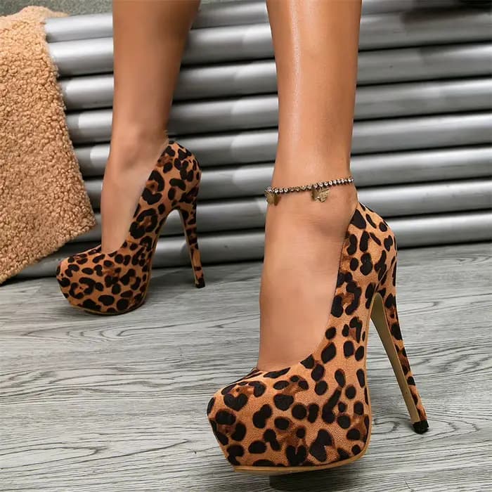 Escarpins Sexy à motif léopard pour femmes, peu profonds, grande taille 35-46, bout rond, talons Sup