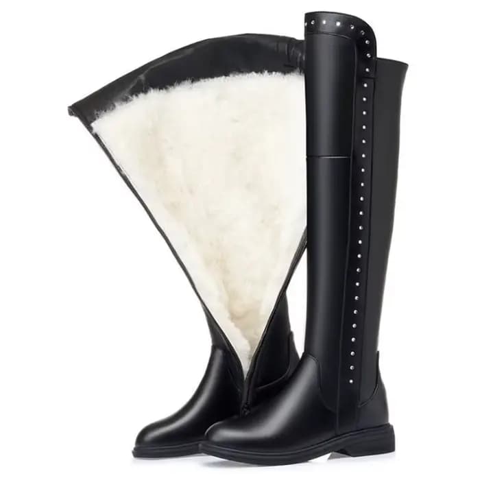 AIYUQI Bottes hautes pour femme Hiver 2026 Nouveauté en cuir véritable Bottes cuissardes pour femme
