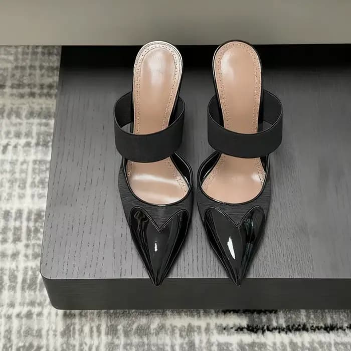 Talons hauts à la mode pour femmes, cuir verni de 10.5cm/cheveux de poney, cadeau d'auto-amour de Co