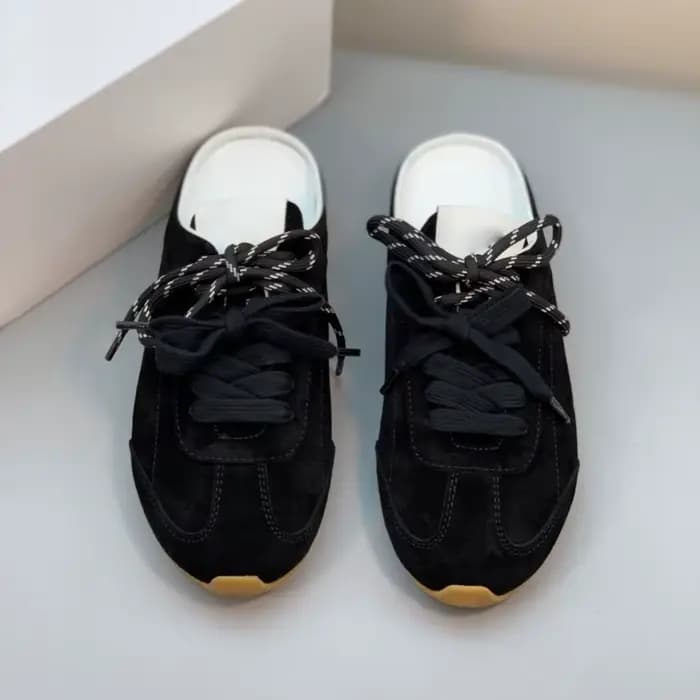 Nouveaux modèles de chaussures mules à talons épais et lacets, sandales à bout rond en cuir, décontr