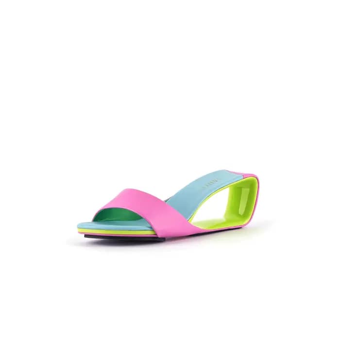 Mules à bout ouvert pour femmes, Design de talon Unique, talon moyen, sandales coulissantes à sangle